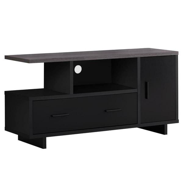 Homeroots Black & Gray Top TV Stand with Storage, 15.5 x 47.25 x 23.75 in. 355705